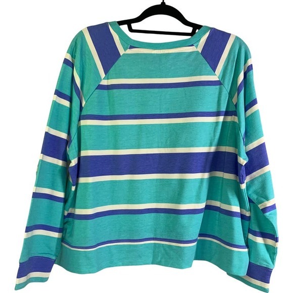 WILDFOX Striped Boxy Pullover Crewneck Long Sleeve Lounge Sweatshirt Top - Picture 11 of 15